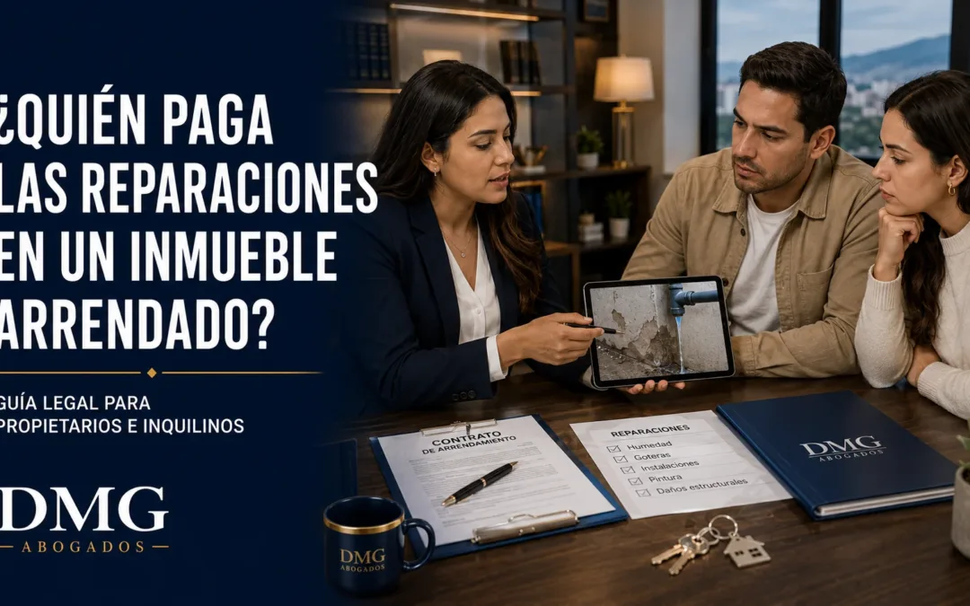 Propietario e inquilino revisando las reparaciones de un inmueble arrendado en Colombia
