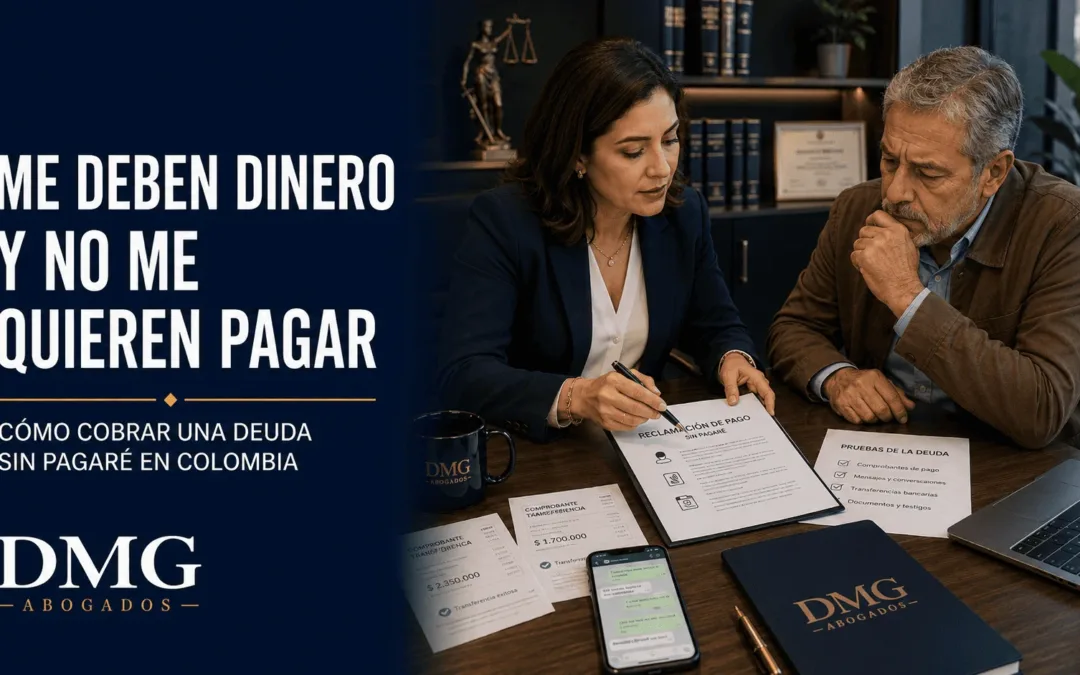 Abogada asesora a un cliente sobre cómo cobrar una deuda sin pagaré en Colombia