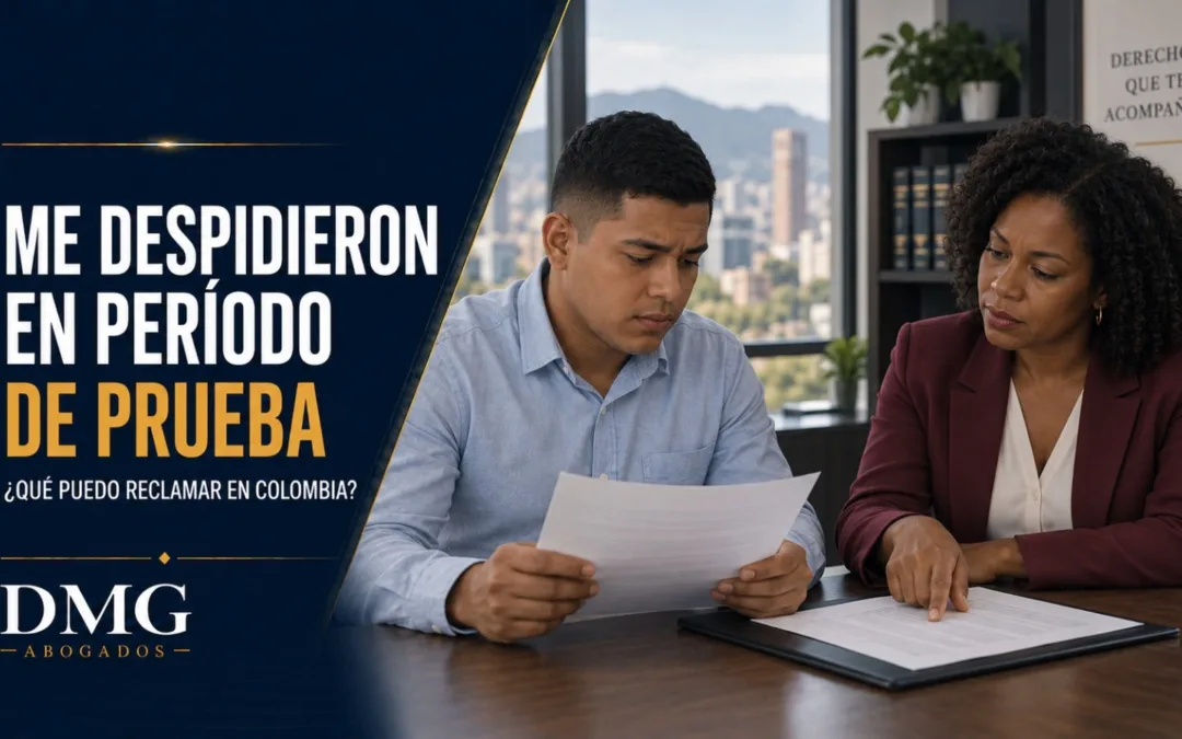 Trabajadora consulta con un abogado sobre su despido durante el período de prueba en Colombia.