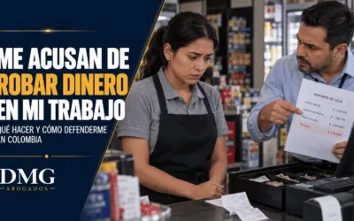 Empleada preocupada mientras su jefe le muestra un reporte de faltante de dinero en la caja de una tienda.